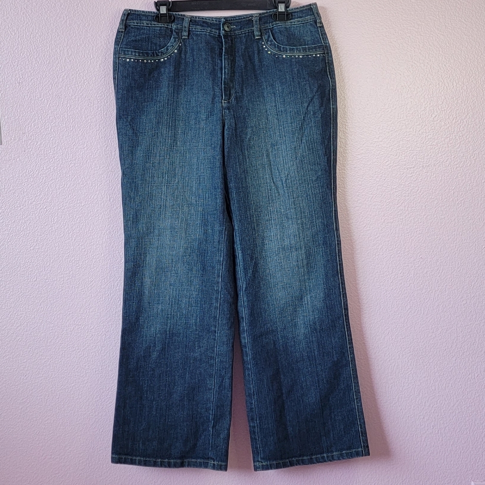 TALBOTS PETITES  STRECH  WIDE LEG JEANS  / 14.